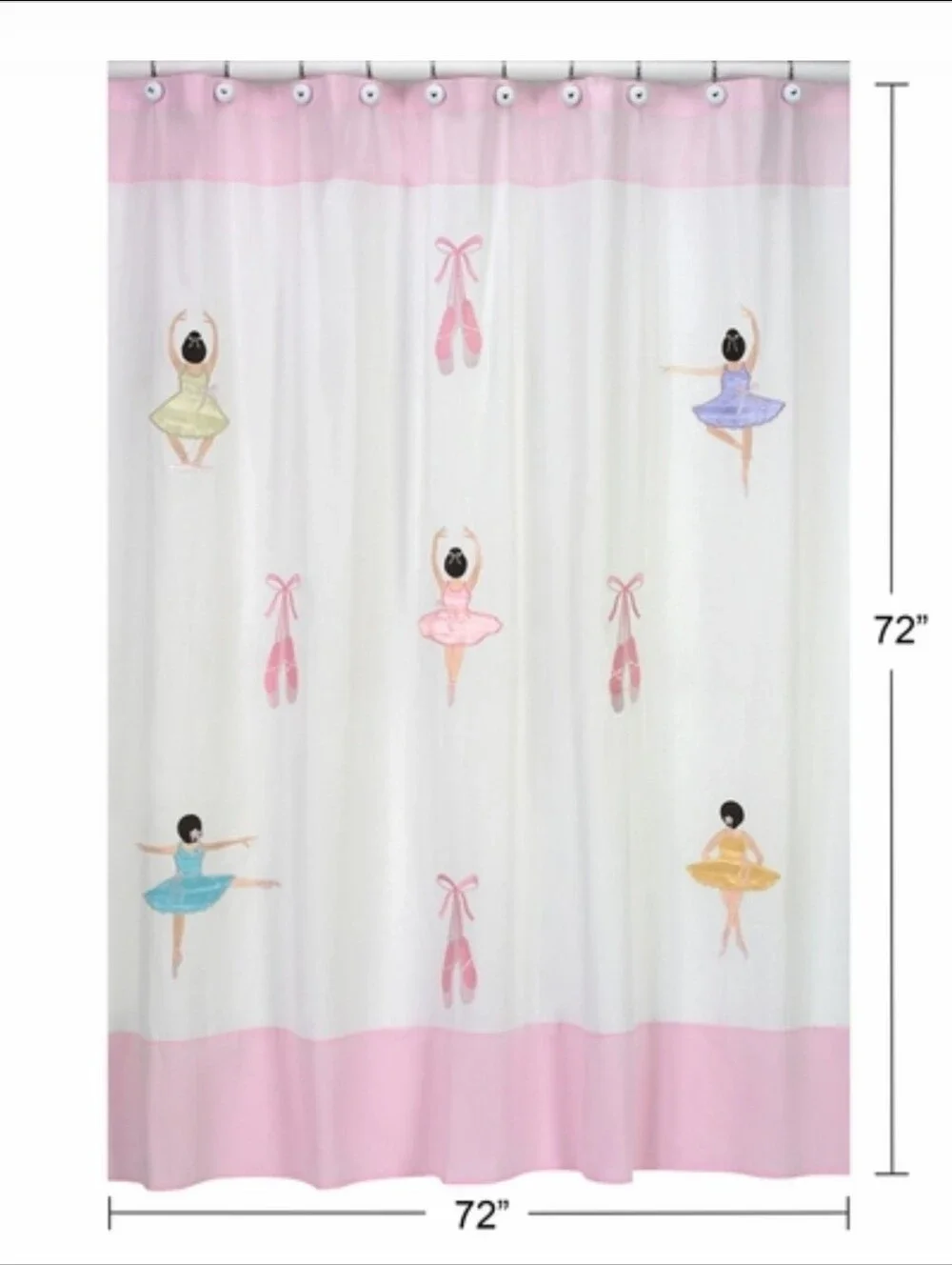 Sweet Jo-Jo Kids Ballet Shower Curtain - Pink and Pastel Dancers